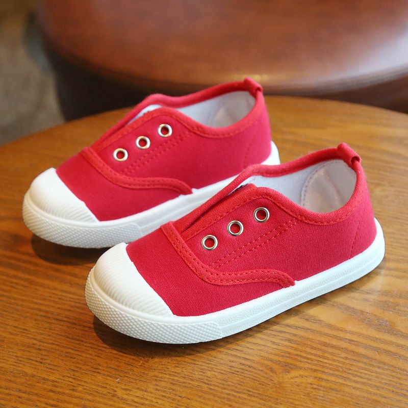 Fashion Red Children Canvas Shoes (Lace-Up Version)